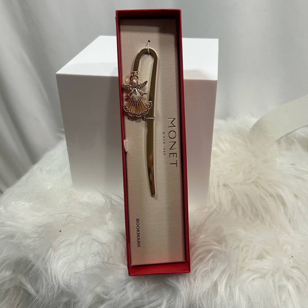 Monet Gold‎ Tone Angel Charm Bookmark Gift Boxed